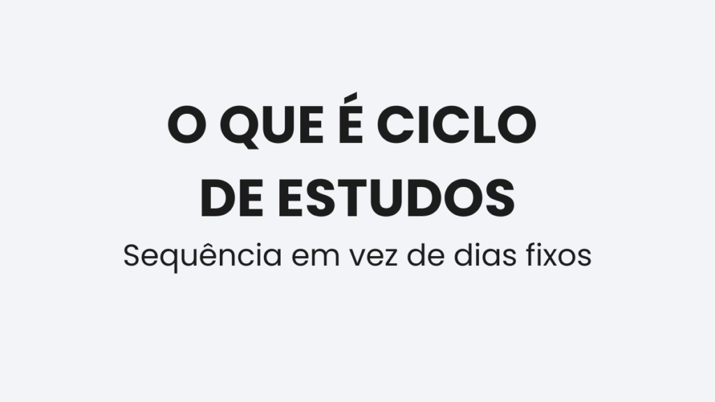 Explicação visual sobre o que é ciclo de estudos para concurso e como funciona na prática